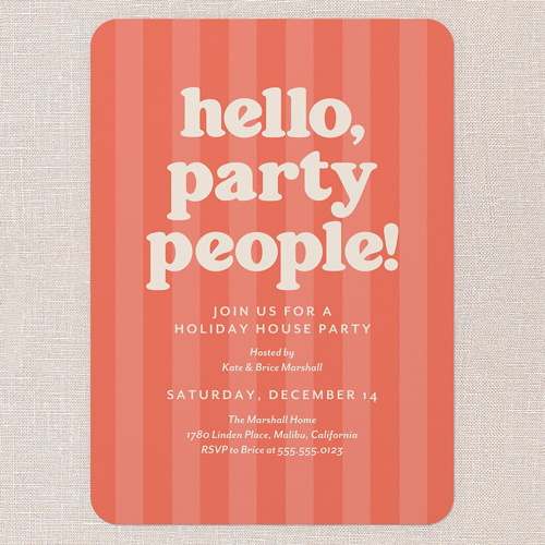 Festive Feature Holiday Invitation, Red, 5x7 Flat, Write Your Own Greeting, Pearl Shimmer Cardstock, Rounded