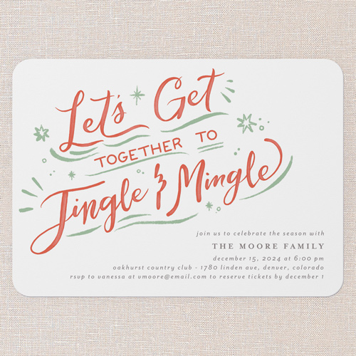 Merriest Mingle Holiday Invitation, White, 5x7 Flat, Holiday, Matte, Signature Smooth Cardstock, Rounded