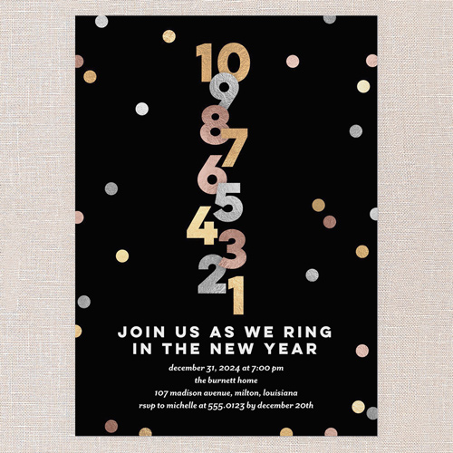 Chromatic Confetti Holiday Invitation, Black, 5x7 Flat, New Year, Matte, Signature Smooth Cardstock, Square, Black