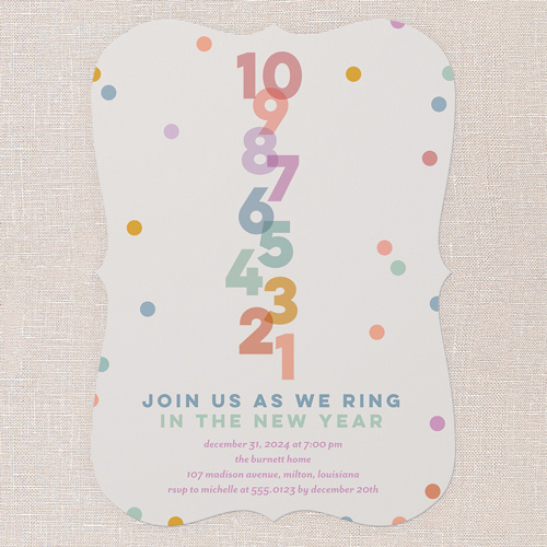 Chromatic Confetti Holiday Invitation, White, 5x7 Flat, New Year, Matte, Signature Smooth Cardstock, Bracket