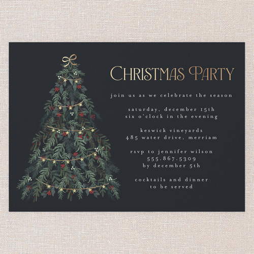 Garland Gathering Holiday Invitation, Grey, 5x7 Flat, Christmas, Standard Smooth Cardstock, Square, Charcoal