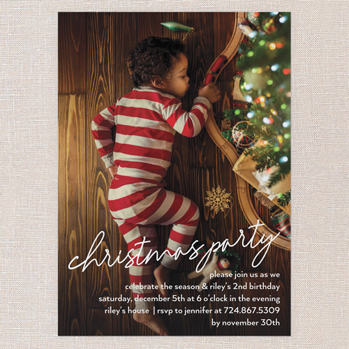 Cozy Moments Holiday Invitation, White, 5x7 Flat, Christmas, Pearl Shimmer Cardstock, Square, White