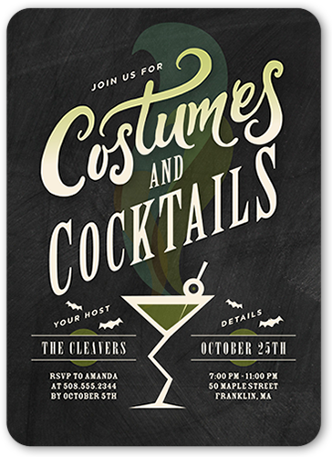 Haunted Cocktails Halloween Invitation, Grey, Standard Smooth Cardstock, Rounded
