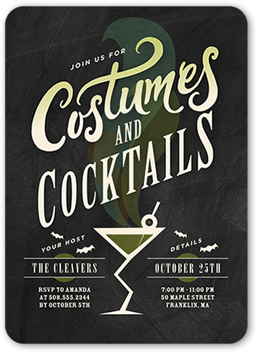 Haunted Cocktails Halloween Invitation, Grey, Pearl Shimmer Cardstock, Rounded