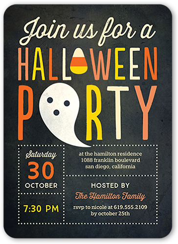 Spooky Party Halloween Invitation, Grey, Pearl Shimmer Cardstock, Rounded
