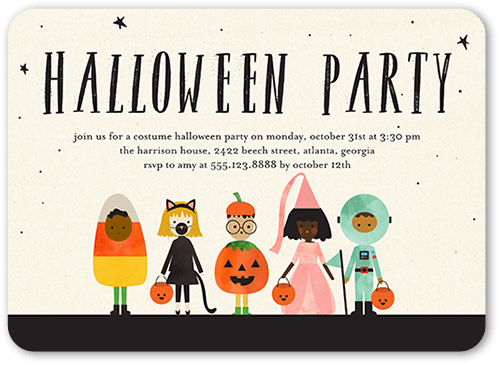 Frightful Festivity  Halloween Invitation, Black, 5x7 Flat, Pearl Shimmer Cardstock, Rounded