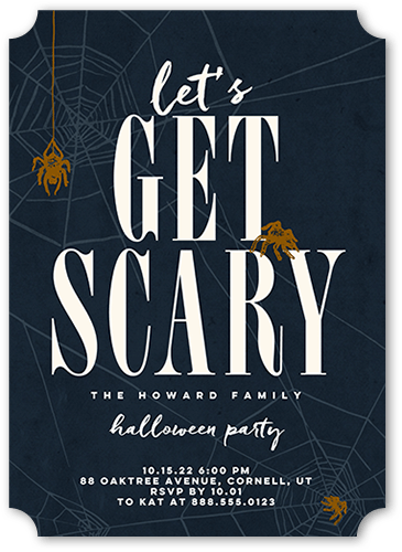 Lets Get Scary Halloween Invitation, Gray, 5x7 Flat, Matte, Signature Smooth Cardstock, Ticket