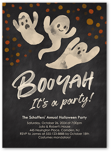 Booyah Halloween Invitation, Grey, 5x7 Flat, Matte, Signature Smooth Cardstock, Square