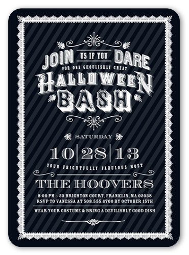 Ghoulish Gala Halloween Invitation, Black, 100% Recycled Cardstock ?, Rounded