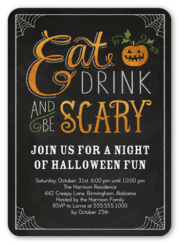 Creepy Cobwebs Halloween Invitation, Black, Standard Smooth Cardstock, Rounded