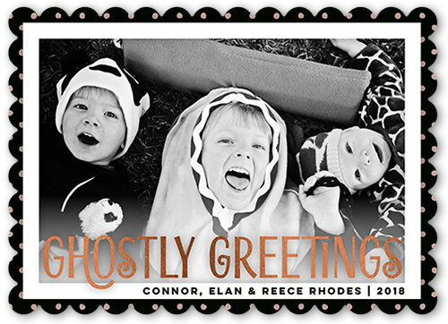 Ghostly Greeting Halloween Card, Scallop Corners