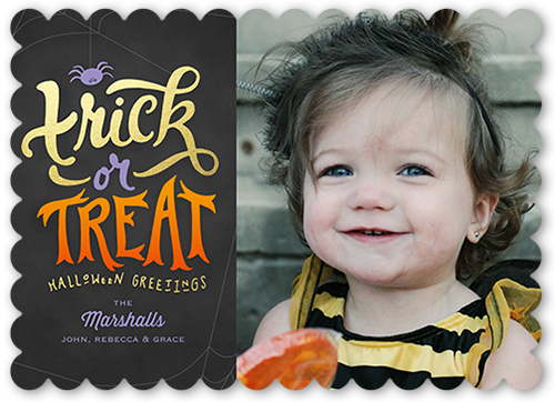 Trick Or Greetings Halloween Card, Gray, Matte, Signature Smooth Cardstock, Scallop