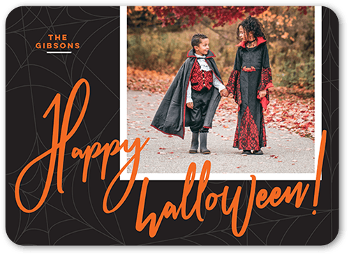 Script Sentiment Halloween Card, Grey, 5x7 Flat, Matte, Signature Smooth Cardstock, Rounded, Charcoal