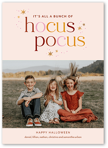 Hocus Pocus Halloween Card, Pink, 5x7 Flat, Standard Smooth Cardstock, Square