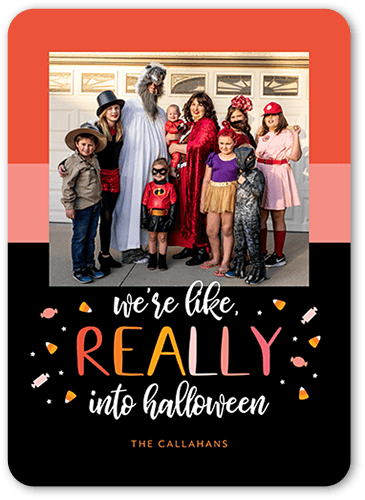 Really Into It Halloween Card, Pink, 5x7 Flat, Matte, Signature Smooth Cardstock, Rounded, Hot Pink