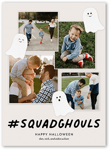 Squad Ghouls Halloween Card, Grey, 5x7 Flat, Pearl Shimmer Cardstock, Square