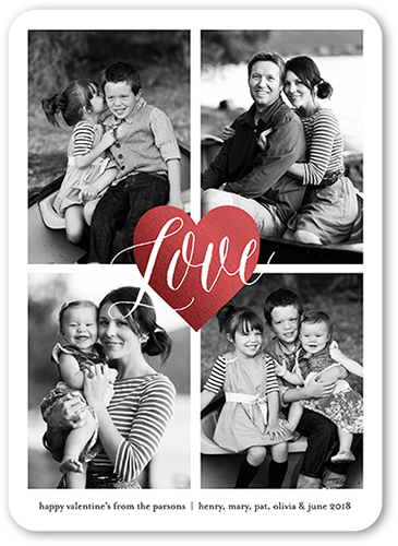 I Heart You Valentine's Card, Red, Standard Smooth Cardstock, Rounded
