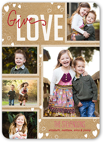 Showered With Hearts Valentine's Card, White, Standard Smooth Cardstock, Rounded