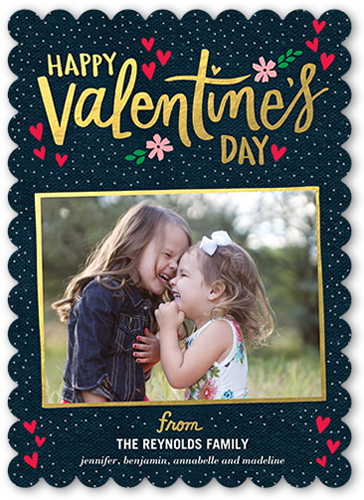 Sparkling Valentine's Valentine's Card, Blue, Pearl Shimmer Cardstock, Scallop