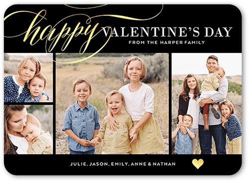 Scripted Romance Valentine's Card, Black, 100% Recycled Cardstock , Rounded, Black