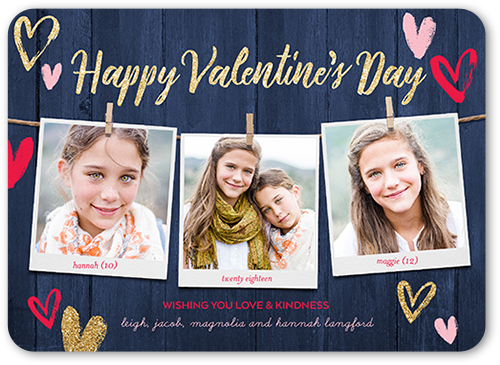 Rustic Wishes Valentine's Card, Blue, Pearl Shimmer Cardstock, Rounded