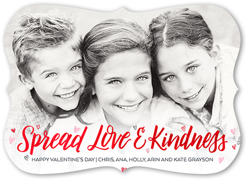 Love and Kindness Valentine's Card, Red, White, Pearl Shimmer Cardstock, Bracket