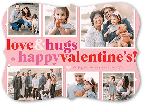 Confetti Hugs Valentine's Card, Pink, 5x7, Pearl Shimmer Cardstock, Bracket