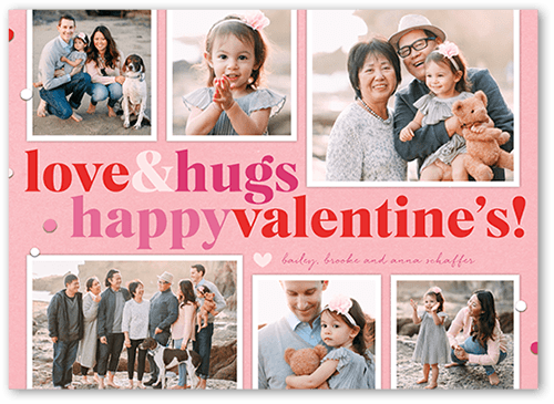 Confetti Hugs Valentine's Card, Pink, 5x7, Matte, Signature Smooth Cardstock, Square
