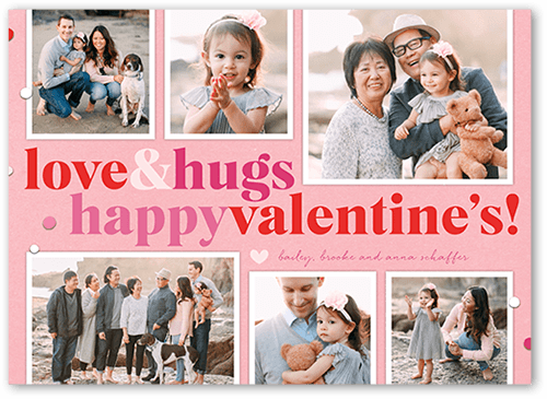Confetti Hugs Valentine's Card, Pink, 5x7 Flat, Standard Smooth Cardstock, Square