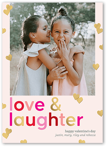 Lovely Laughter Valentine's Card, Pink, 5x7 Flat, Matte, Signature Smooth Cardstock, Square