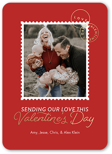 Sweet Stamp Valentine's Card, Red, 5x7 Flat, Standard Smooth Cardstock, Rounded, Red Lantern