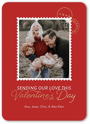 Sweet Stamp Valentine's Card, Red, 5x7 Flat, Matte, Signature Smooth Cardstock, Rounded