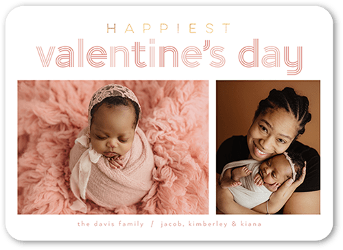 Muted Love Valentine's Card, White, 5x7 Flat, Pearl Shimmer Cardstock, Rounded, White