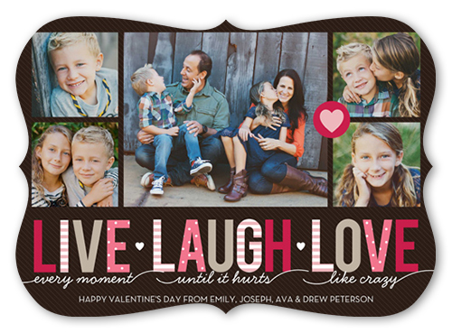 Live Laugh Love Valentine's Card, Brown, Pearl Shimmer Cardstock, Bracket