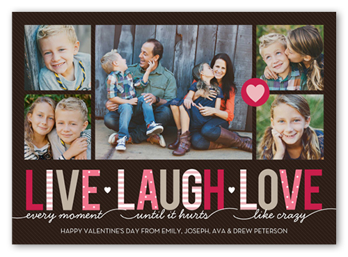 Live Laugh Love Valentine's Card, Brown, Luxe Double-Thick Cardstock, Square