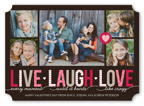 Live Laugh Love Valentine's Card, Brown, White, Matte, Signature Smooth Cardstock, Ticket