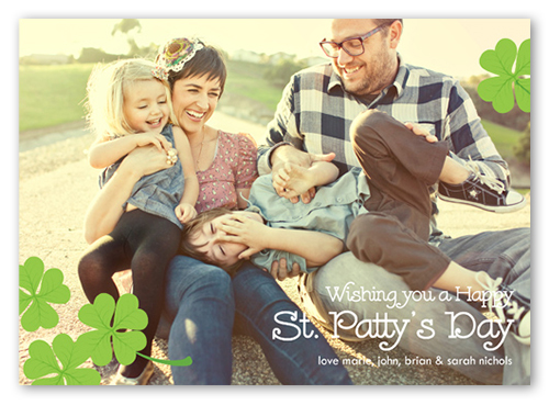 Four Leaf Clovers St. Patrick's Day Card, Green, Matte, Signature Smooth Cardstock, Square