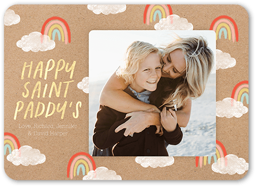 Rad Rainbow St. Patrick's Day Card, Orange, 5x7 Flat, Standard Smooth Cardstock, Rounded, Blaze