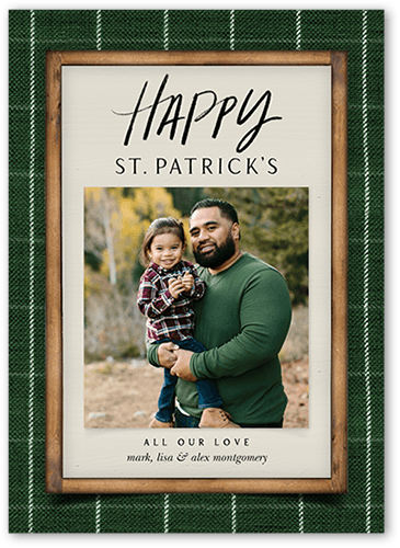 Rustic Tartan St. Patrick's Day Card, Green, 5x7, Matte, Signature Smooth Cardstock, Square