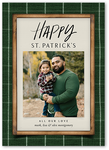 Rustic Tartan St. Patrick's Day Card, Green, 5x7 Flat, Standard Smooth Cardstock, Square, Kale