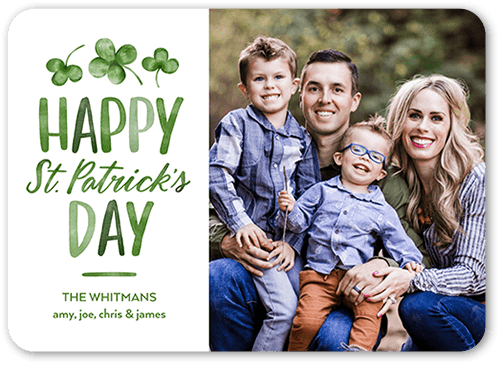 Happy Shamrock St. Patrick's Day Card, White, 5x7 Flat, Matte, Signature Smooth Cardstock, Rounded