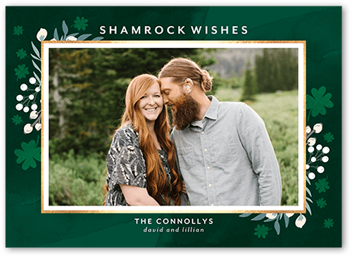 Clover Foliage St. Patrick's Day Card, Green, 5x7 Flat, Standard Smooth Cardstock, Square