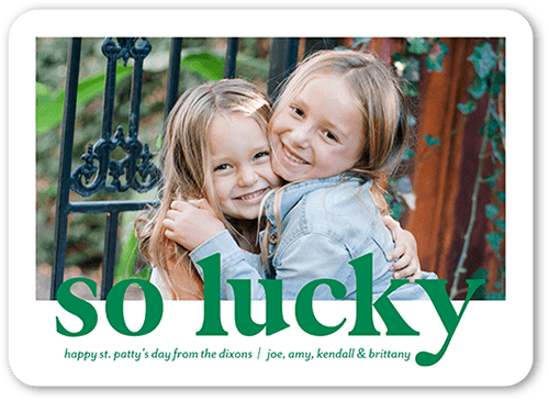 Lucky Serif St. Patrick's Day Card, White, 5x7 Flat, Standard Smooth Cardstock, Rounded