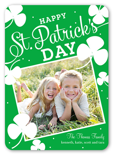 Cheer And Luck St. Patrick's Day Card, Green, Pearl Shimmer Cardstock, Rounded