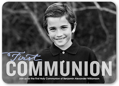 Bold Type Boy Communion Invitation, Purple, Matte, Signature Smooth Cardstock, Rounded, Lupin