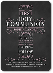 christening cross girl communion invitation 5x7 flat