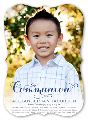 Delightful Day Boy Communion Invitation, Blue, Matte, Signature Smooth Cardstock, Bracket