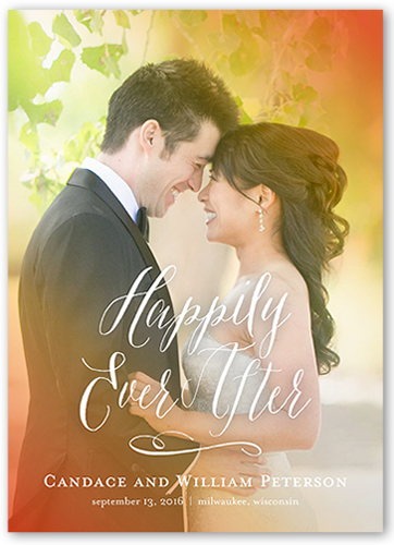 Illuminated Love Wedding Announcement, Red, 100% Recycled Cardstock , Square, Bright Coral