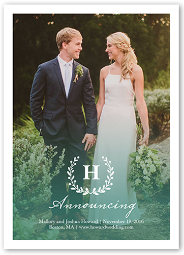 Announcing Matrimony Wedding Announcement, Green, 100% Recycled Cardstock , Square