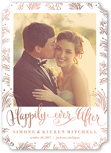 Whimsy Ever After Wedding Announcement, Orange, Pearl Shimmer Cardstock, Ticket